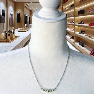 Elegant silver Necklace with Gold Accents